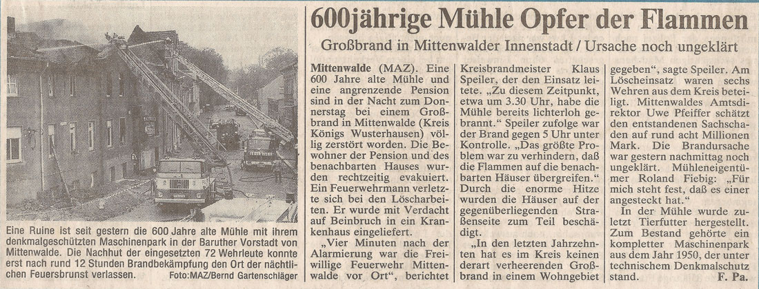 1993 - Zeitungsartikel © unbekannte Zeitung